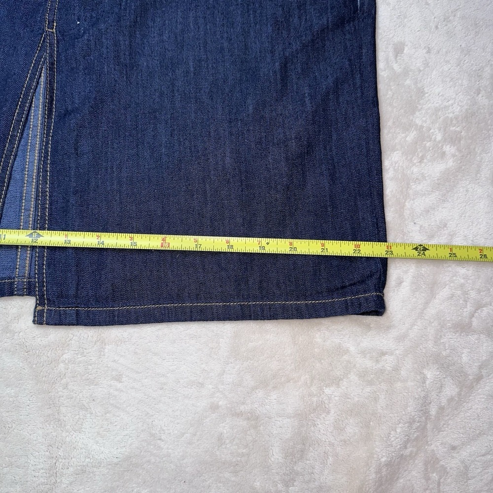 Lauren Ralph Lauren Skirt Women's Size 16 Denim Midi Skirt Front Slit Dark Wash - Picture 8 of 9